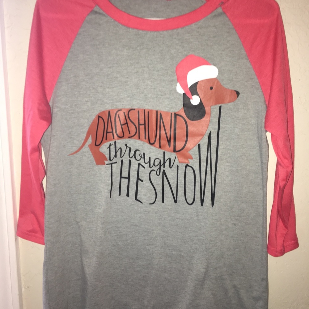 Dachshund Through the Snow Baseball Tee